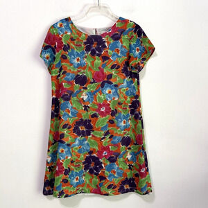 Jack Mulqueen‎ Shift Dress 8 Floral Short Sleeve Lined Summer Vintage Party
